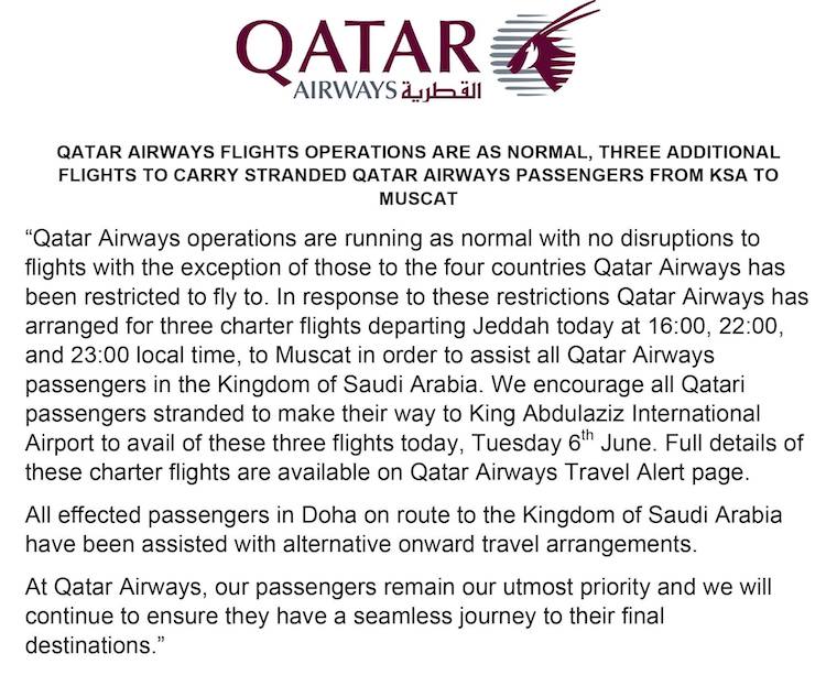Qatar Airways Statement