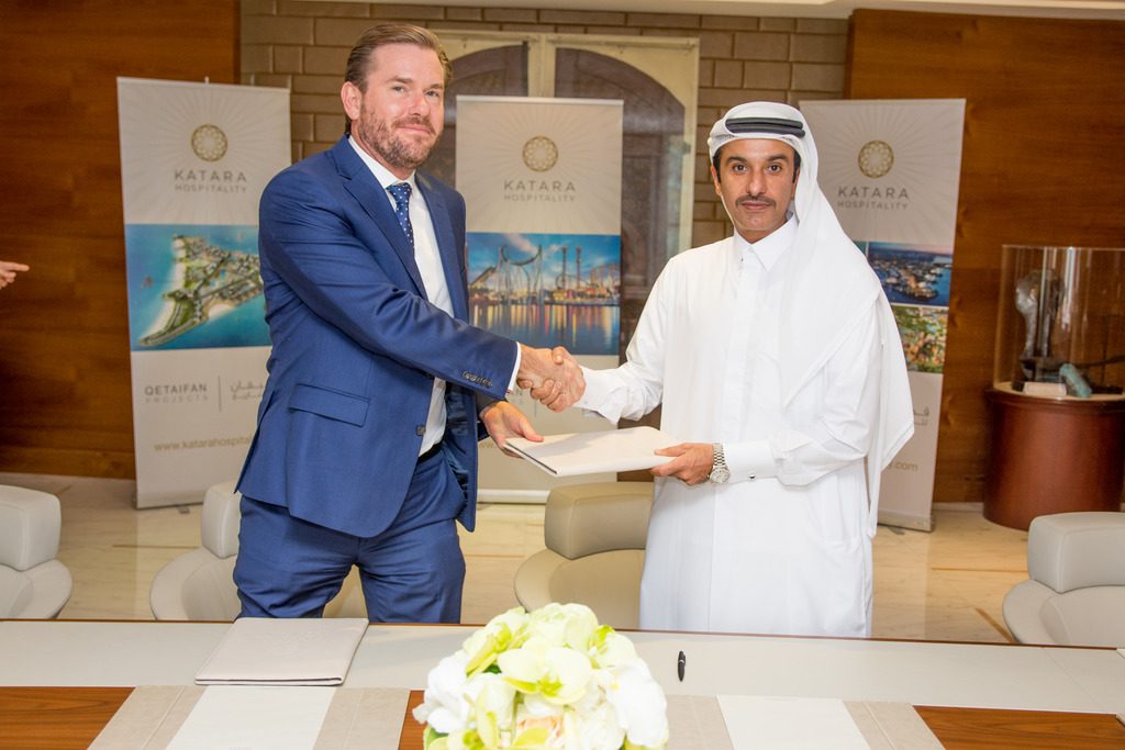 HE Sheikh Nawaf bin Jassim bin Jabor Al Thani, Chairman of Katara Hospitality and Tom Hasker, Managing Director - Property, Middle East & Africa for Atkins