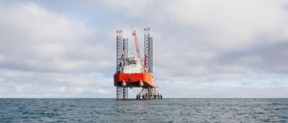 An offshore oil platform on the coast of Saudi Arabia