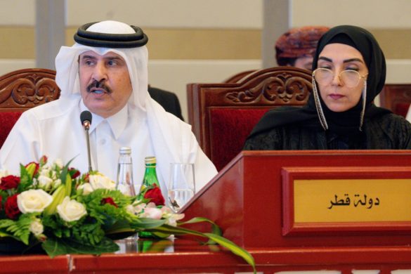 Qatar Chamber Second Vice-Chairman, HE Rashid bin Hamad Al-Athba with board member Ibtihaj Al-Ahmadany.