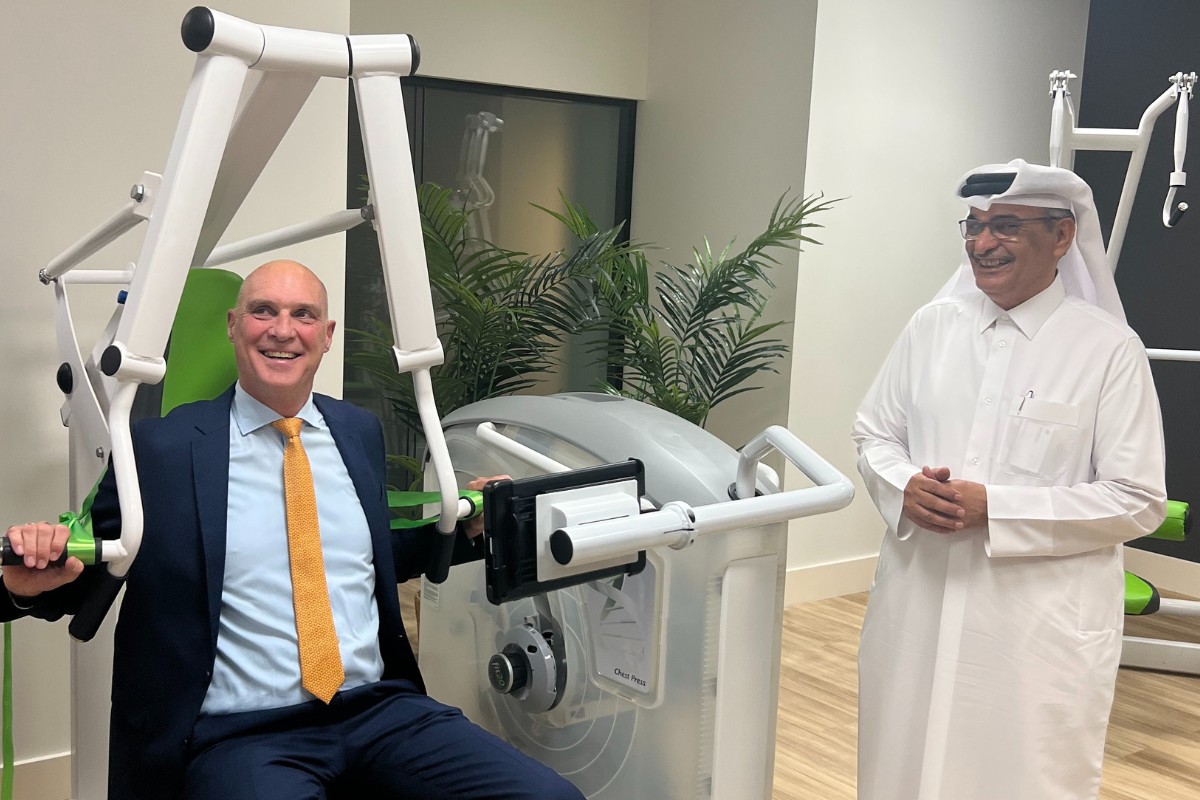The Ambassador of the Kingdom of The Netherlands to the State of Qatar, HE Ferdinand Lahnstein at the opening of the fit20 Studio at The Pearl.